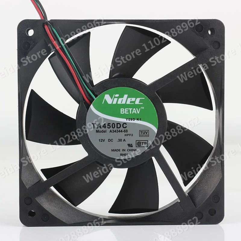 

New Genuine Nidec 12025 TA450DC A34344-68 Cooling fan 120X120X25MM DC12V 0.30A AC EC 12CM chassis Inverter Three-wire