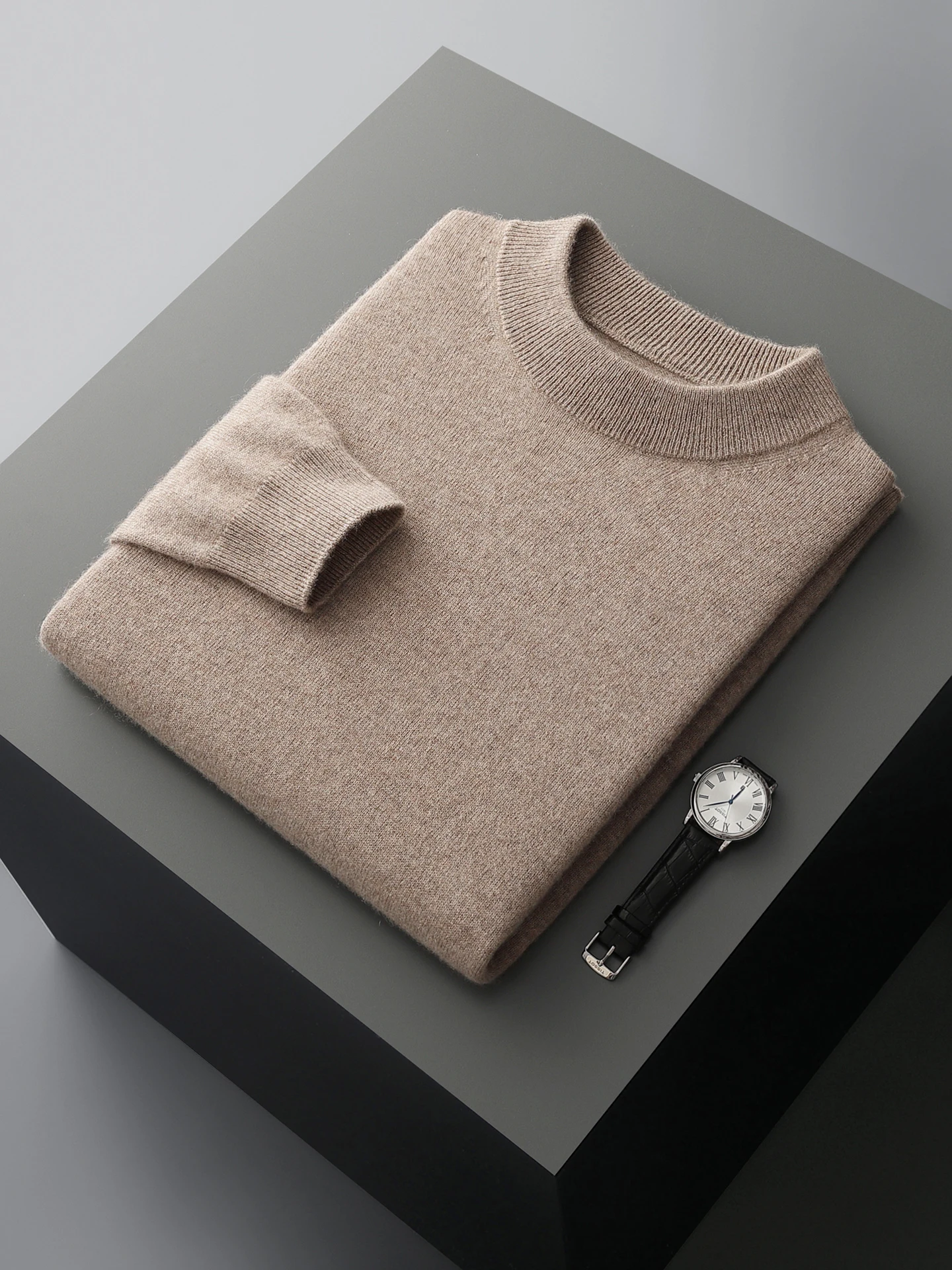 

Smart Casual Autumn Winter Man Sweater Basic 100% Merino Wool Knitwear Mock Neck Pullover Men Cashmere Long Sleeve Clothing Tops