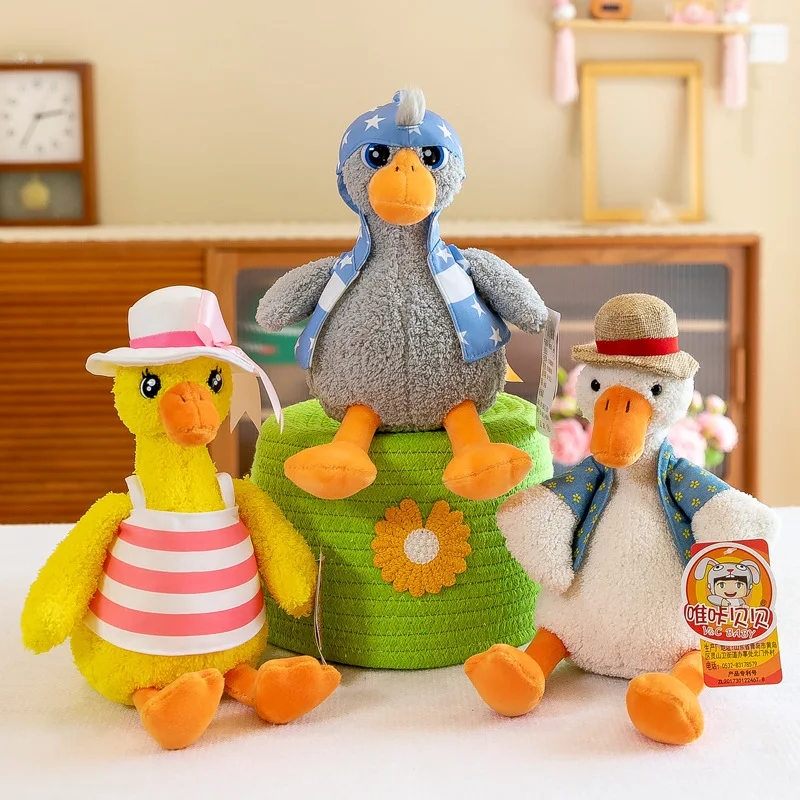 30CM MINISO Cute Little Duck Doll High Energy Duck Grass Hat Duck Plush Stuffed Toy Children's Birthday Gift Kawaii Decoration