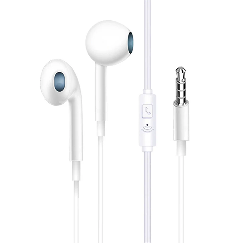 3.5mm Wired Headset Solid Color Earphone In-Ear Headphone Music Multicolors with Microphone Earphones Universal for Smart Phone