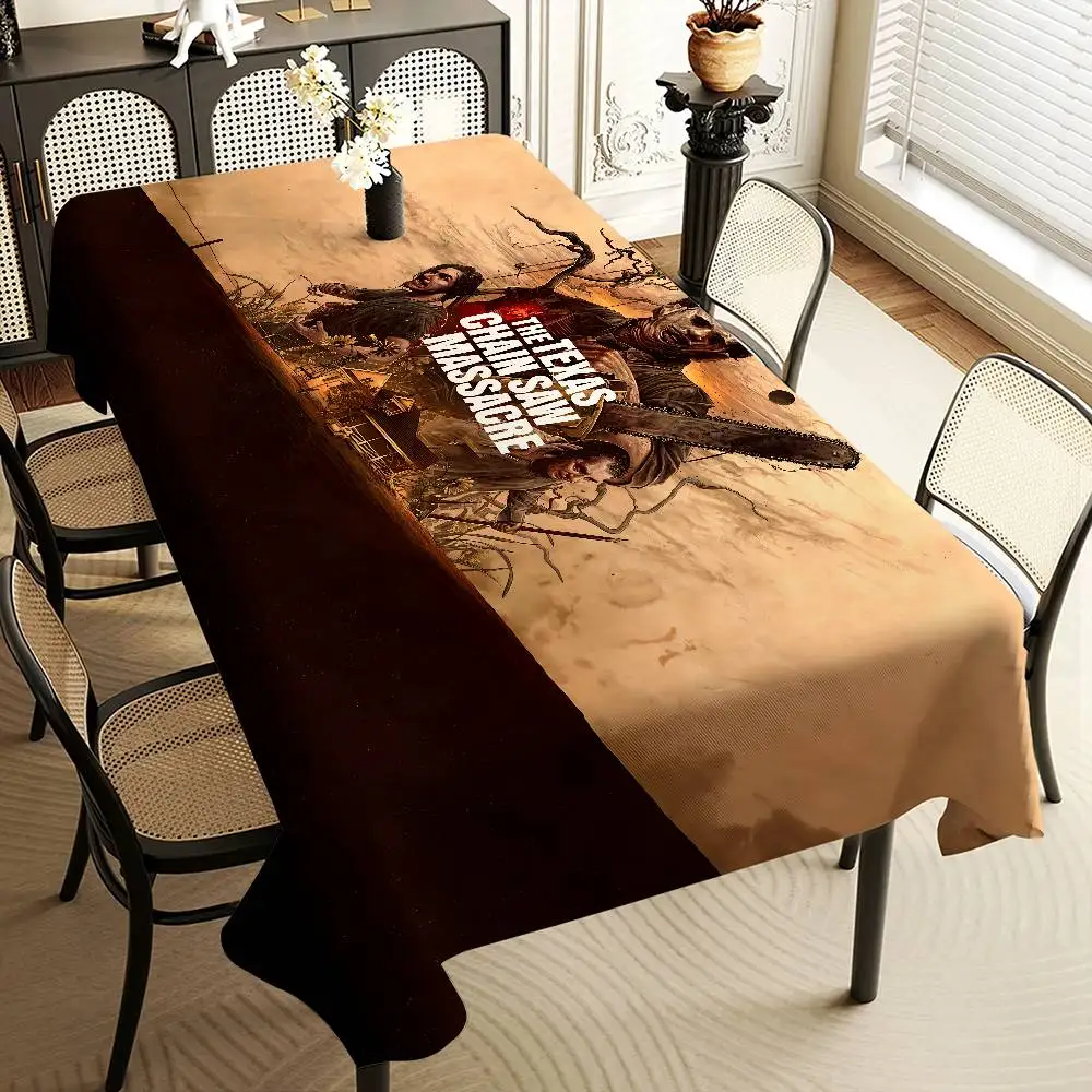 Movie The Texas Chain Saw Massacre Table Stain Resistant Decorative Washable Polyester Tablecloths for Dining Table Parties