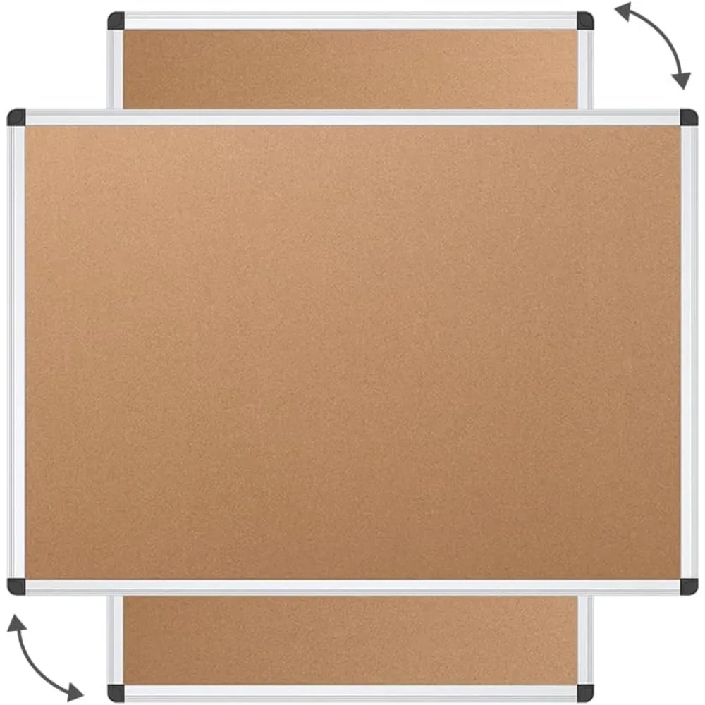 Tabuleiro de avisos de cortiça, 48 x 36 polegadas, pacote com 2, estrutura de alumínio prateado