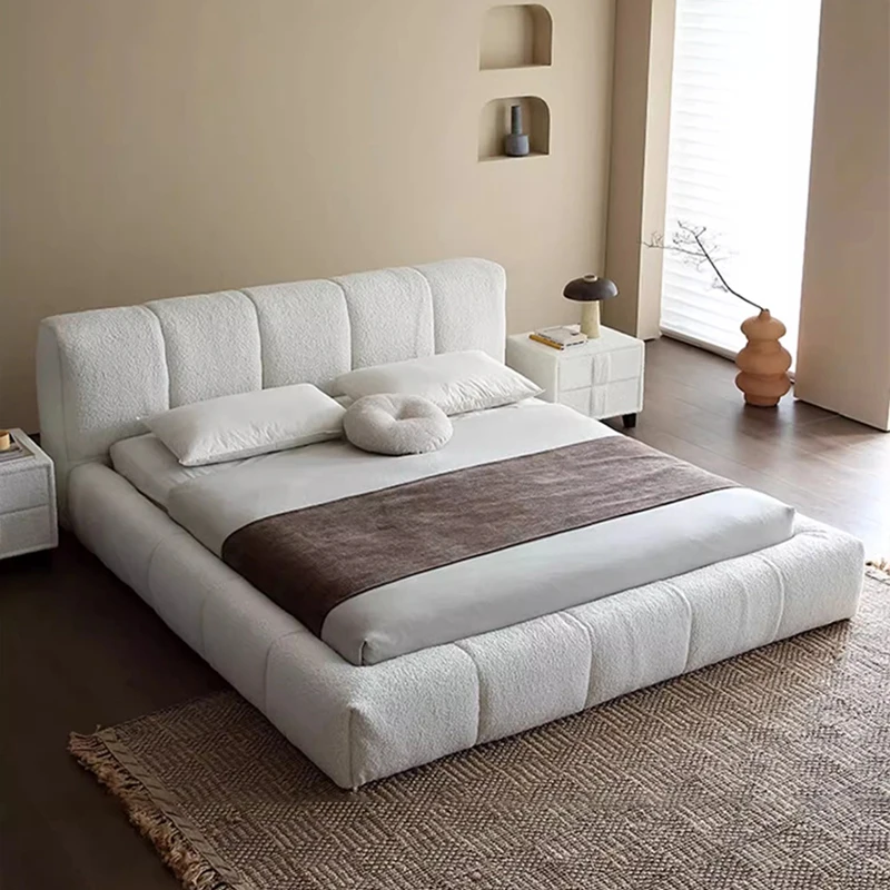 

#For Popular Cream Bed Set Furniture Bedroom Hot Selling Modern Cloud Fabric Bed Frame Light Luxury Hotel Soft King Bed