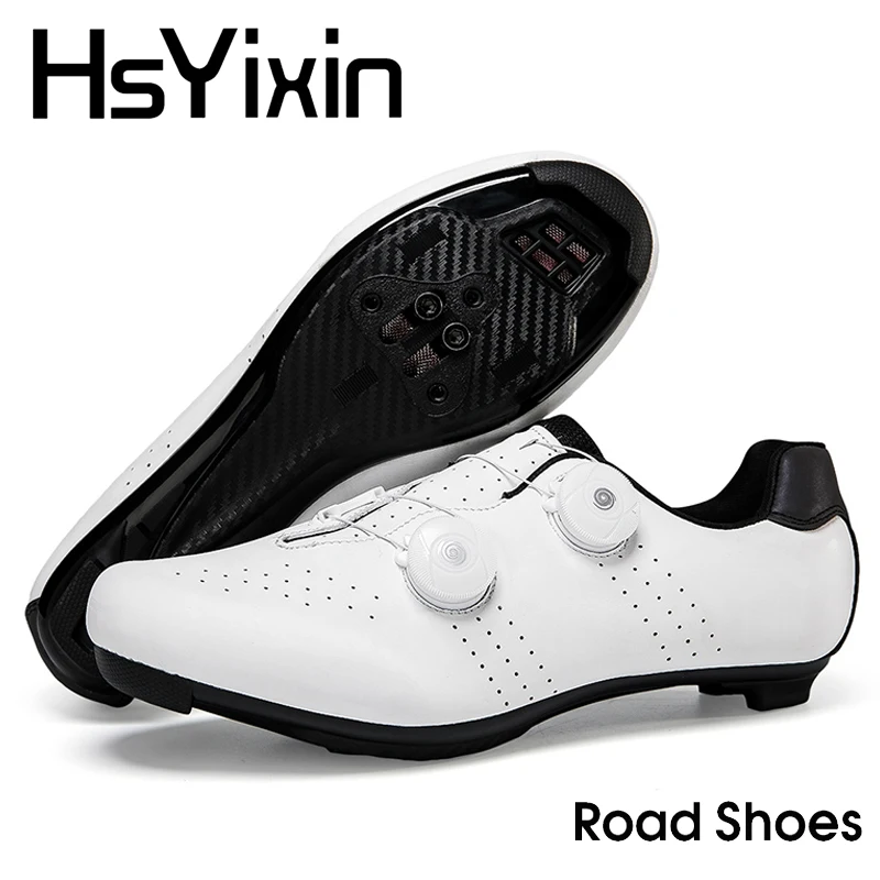 HsYixin Men's Women's Cycling Shoes Performance Indoor Cycling Pedal Clip-On Road Cycling Shoes Pre-Mounted with Triangle Spikes