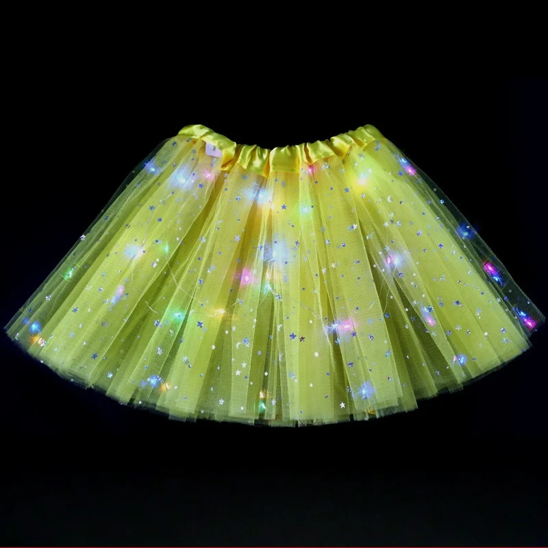 أضواء تنورة متوهجة أداء الرقص توتو تألق مضيئة تول تنورة المرحلة زي الأميرة ملابس الحفلات أداء جديد #5