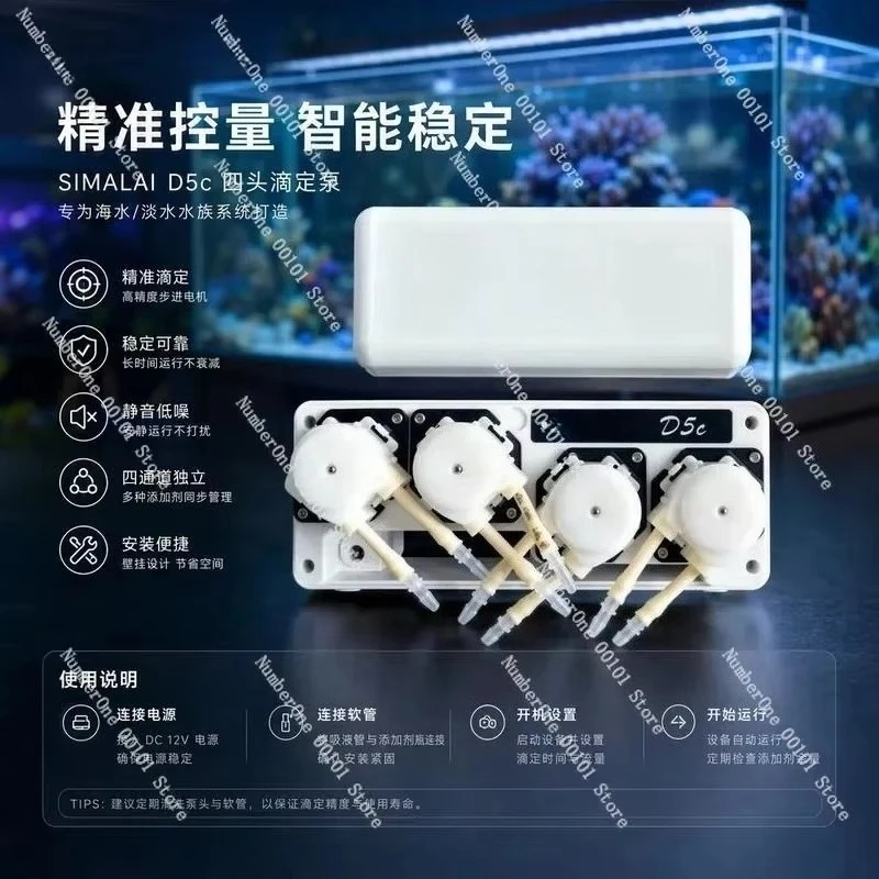 WiFi Aquarium Dosing Pump 4 Channel Peristaltic Titration Pump for Reef Calcium KH Trace Elements