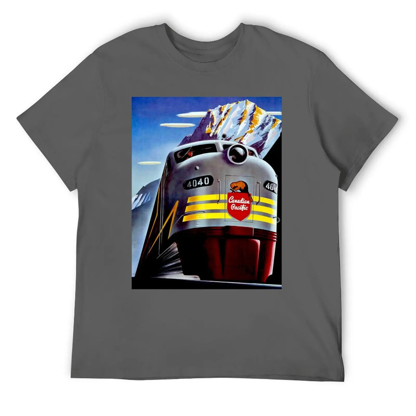 TRAINS : Vintage Diesel Locomotive Advertising Print T-Shirt summer 2025 Anime t-shirt Men's t shirts