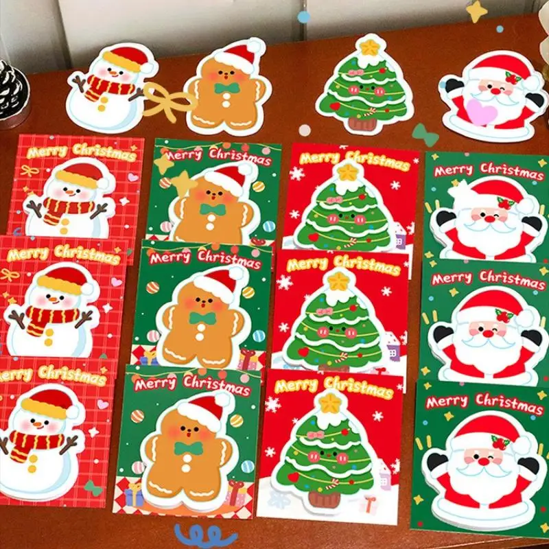 5 uds Navidad Santa Claus muñeco de nieve árbol en forma de notas adhesivas útiles escolares de dibujos animados Bloc de notas Kawaii regalos estacionarios para estudiantes