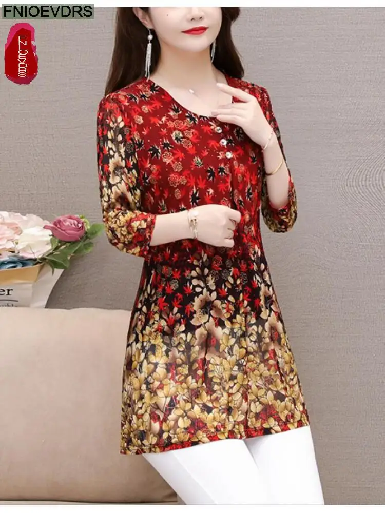 2022 Summer Short Sleeve Loose Lazy Clothes Red Floral Women Vintage Blouses Long Shirt Female Casual Peplum Tunic Retro Tops