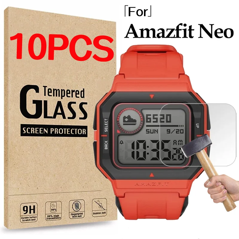 10/1Pcs Tempered Glass Screen Protector for Huami Amazfit Neo Smart Watch Explosion-proof Anti-Scratch 9H HD Transparent Film