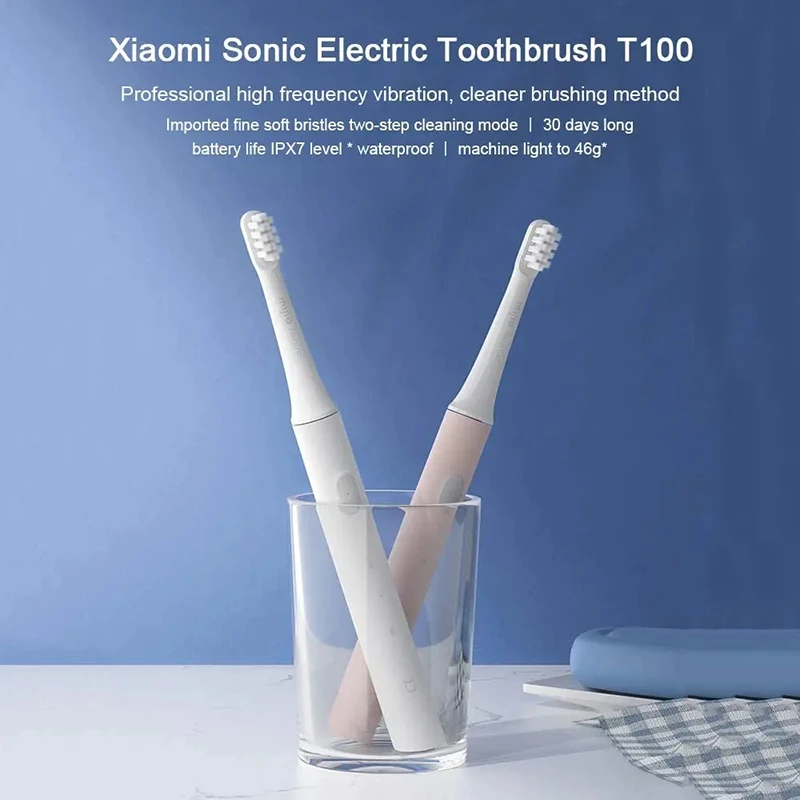 Xiaomi Mijia Sonic Electric Toothbrush T100 16500rpm Vibration Usb Rechargeable Battery Life 30 Day Ipx7 Waterproof Toothbrushes