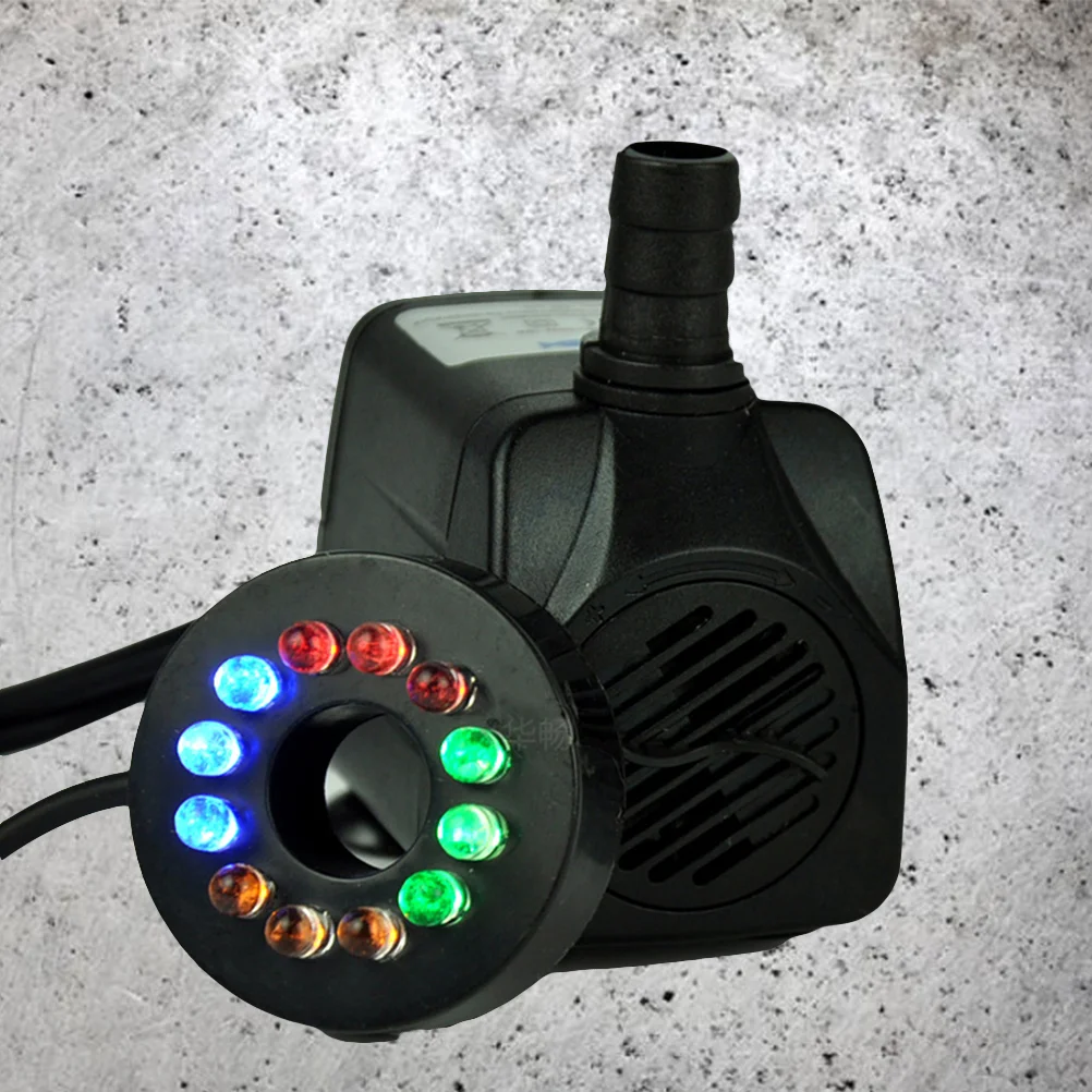 

10W Powerful Submersible Water Pump with LED Light Adjustable Water Flow for Fountains Ponds Aquarium Fish Tank Statuary with EU