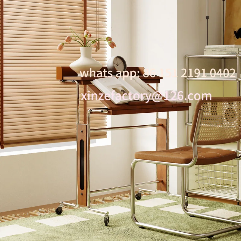 

Customizable two halves desk mobile antique computer lift desk retro bedside table