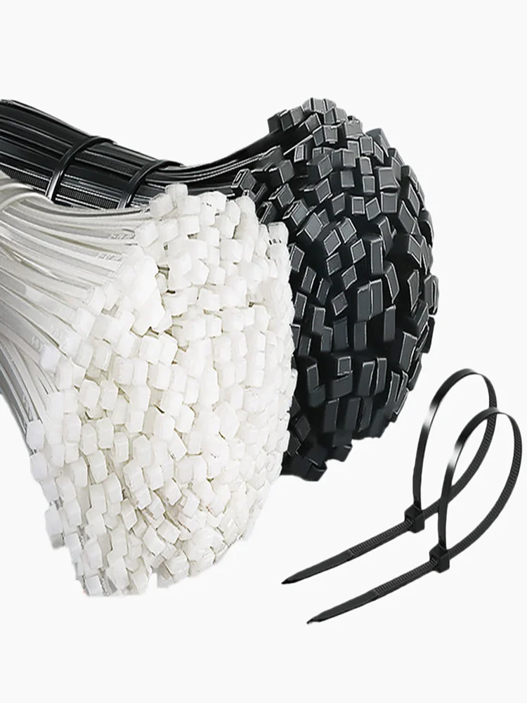 Attaches de câble en Nylon, 1000/100 pièces, attaches de cordon autobloquantes, fixation de câbles réglables, pince en plastique, attache à fermeture éclair en fil résistant à la chaleur