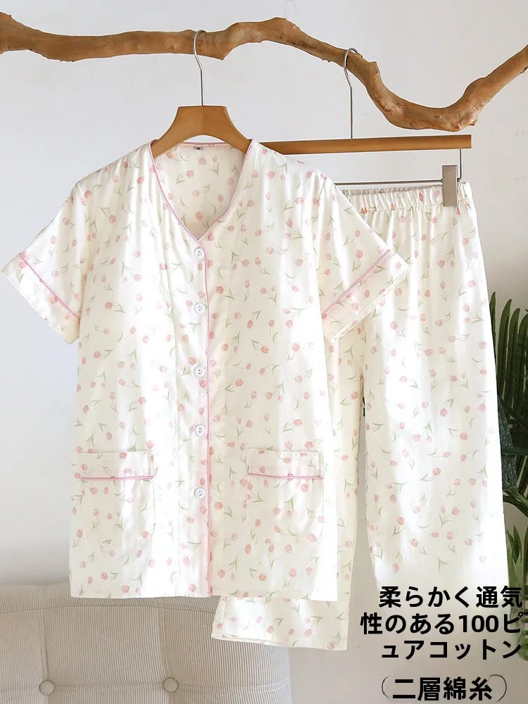 00-cotton-summer-spwear-women's-thin-ort-sve-cotton-cloth-home-clothes-set-with-chest-pad-seven-foot-pants