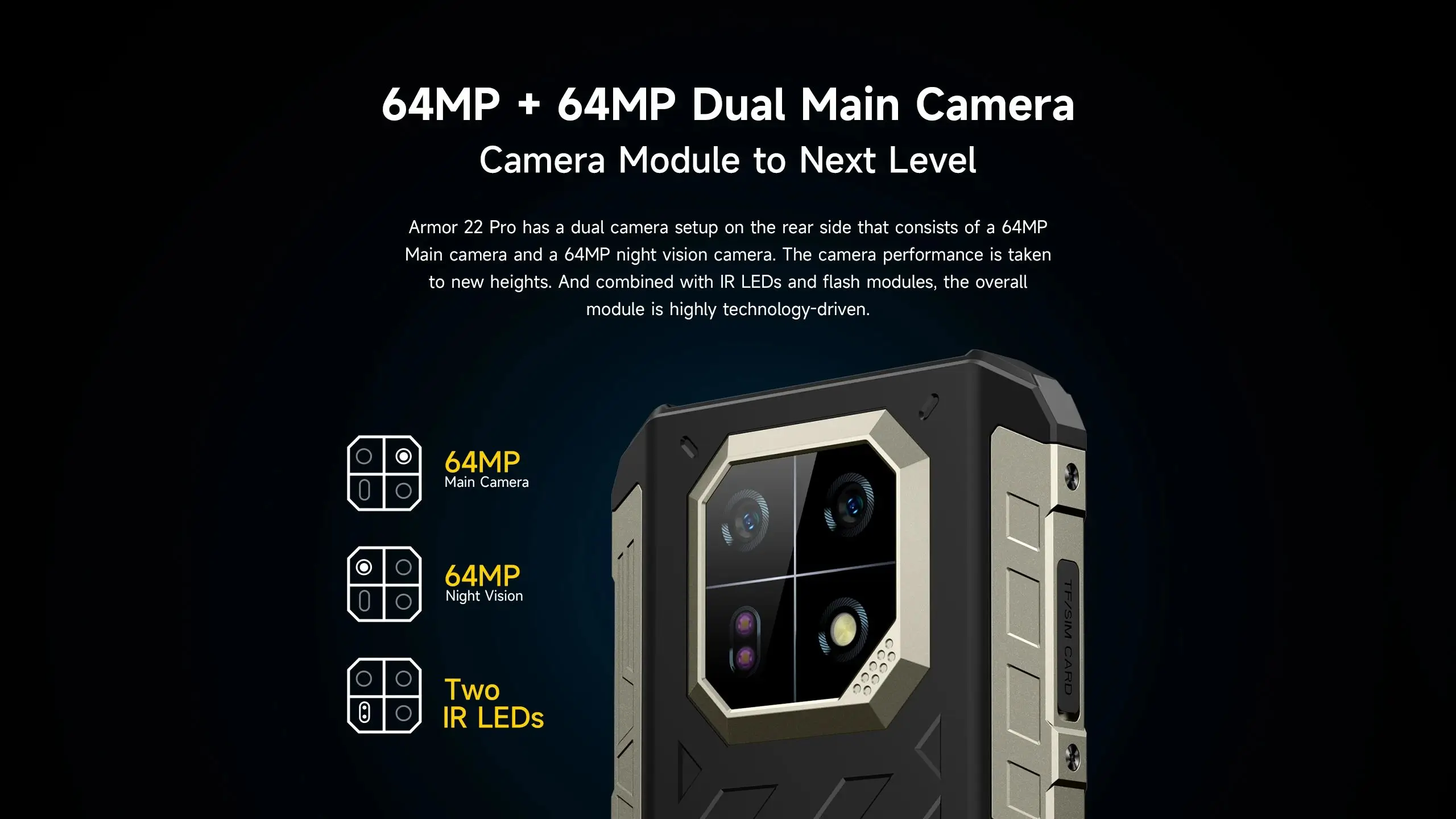 Ulefone Armor 22 pro Rugged Smartphone 6.58'' Android 16 Helio G200 8GB+128GB/256GB 64MP 6600mAh 33W 4G NFC Rugged Phone