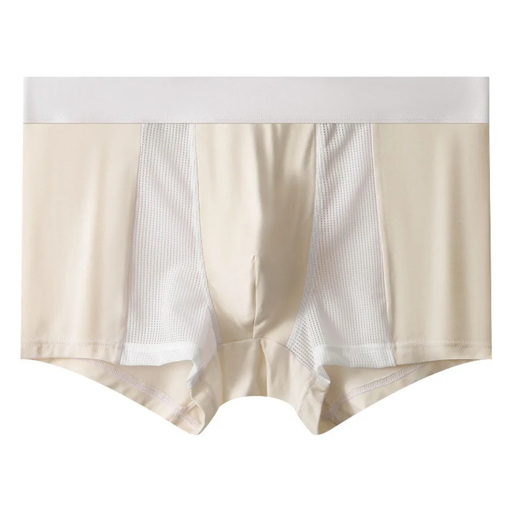 

Men Boxers Ultra-thin Middle Waist Panties Smooth Silky Underpants Breathable Elasticity Underwear Solid Shorts Knickers