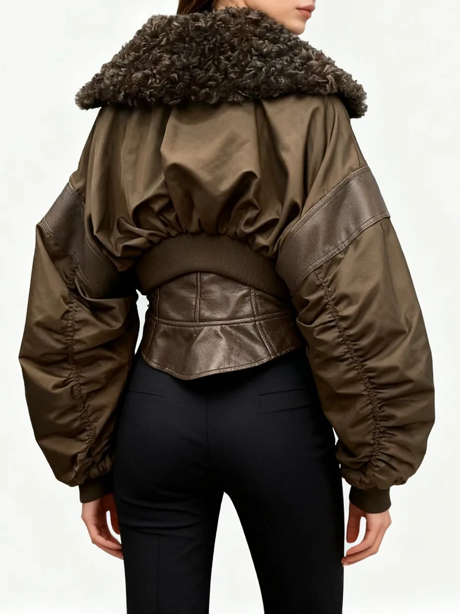 TWOTWINSTYLE التخسيس تقسم الجلود سترات أنيقة للنساء التلبيب كم طويل تونك المرقعة يتدفقون سترة عادية الإناث #4