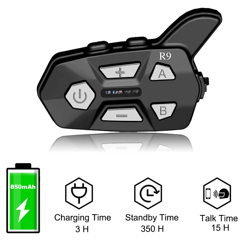 1500M Helm Motorfiets Bluetooth Intercom Headset Gebruikt Buiten Sport R9/Full Duplex Intercom/Waterdicht/Bellen/Gps