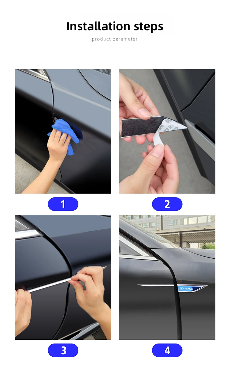 Car Door Waist Line Metal Stickers For Lexus RX330 IS250 Ct200h ES300h RX350 IS300h NX300h RX400h ES350 GS300 UX GX470 LX570 RX