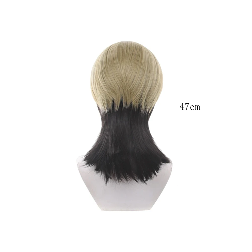 Ash Blonde to Black Two-Tone Gradient Wig Short-Medium Side-Parted Asymmetrical Bangs Inward Curl Heat Resistant