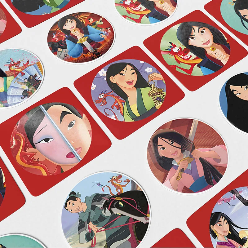 Disney Mulan Round Stickers for Water Bottles, Waterproof Aesthetic Stickers for Kids, Laptop Decals Decor, Baby Shower Supplies