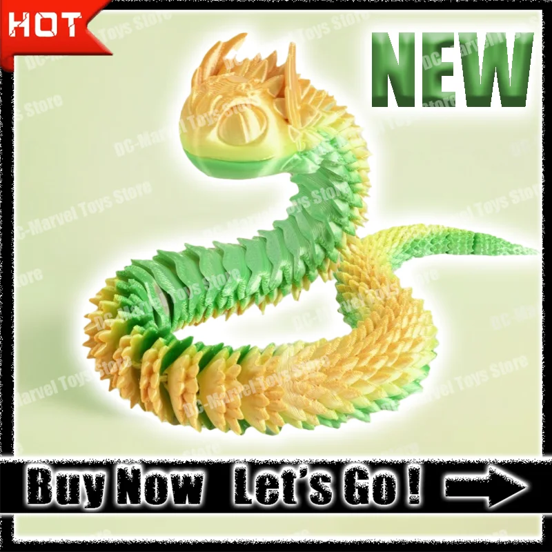 【In Stock】2025 New 3d Printed 45cm Rainbow Toothless Snake Ornament Snake Figurine Trick Up Movable Customized Gifts Toys