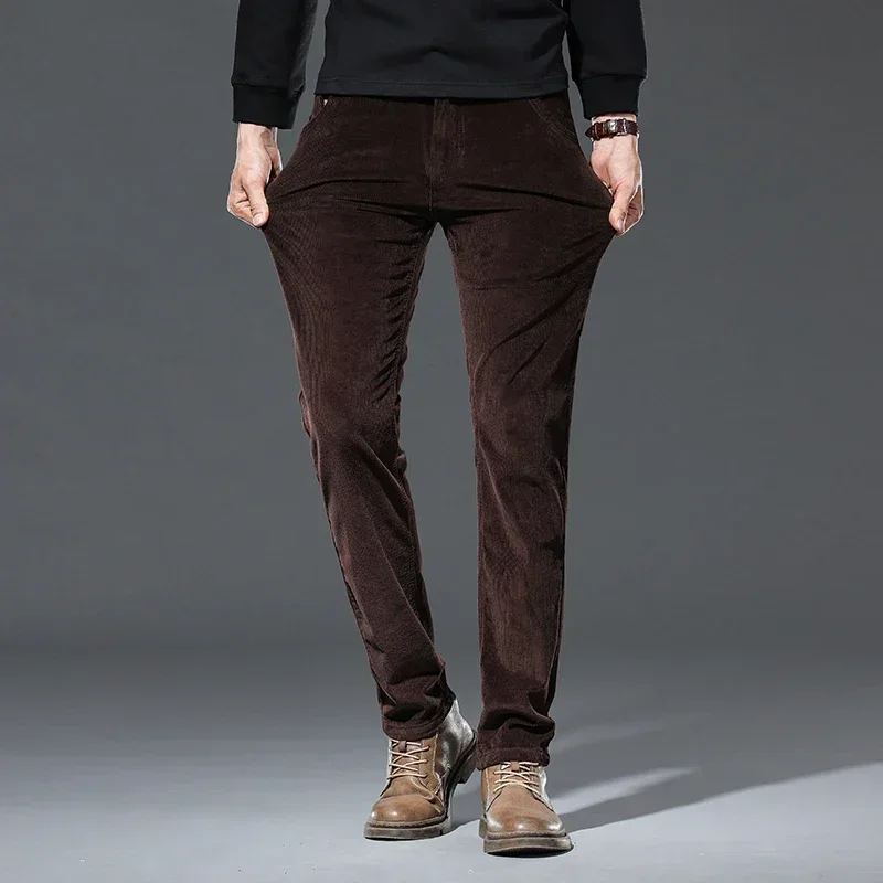 93% Cotton Corduroy Pants Men's  Autumn Fashion Casual Soft Straight Business Casual Trousers Male Black Blue Khaki Coffee