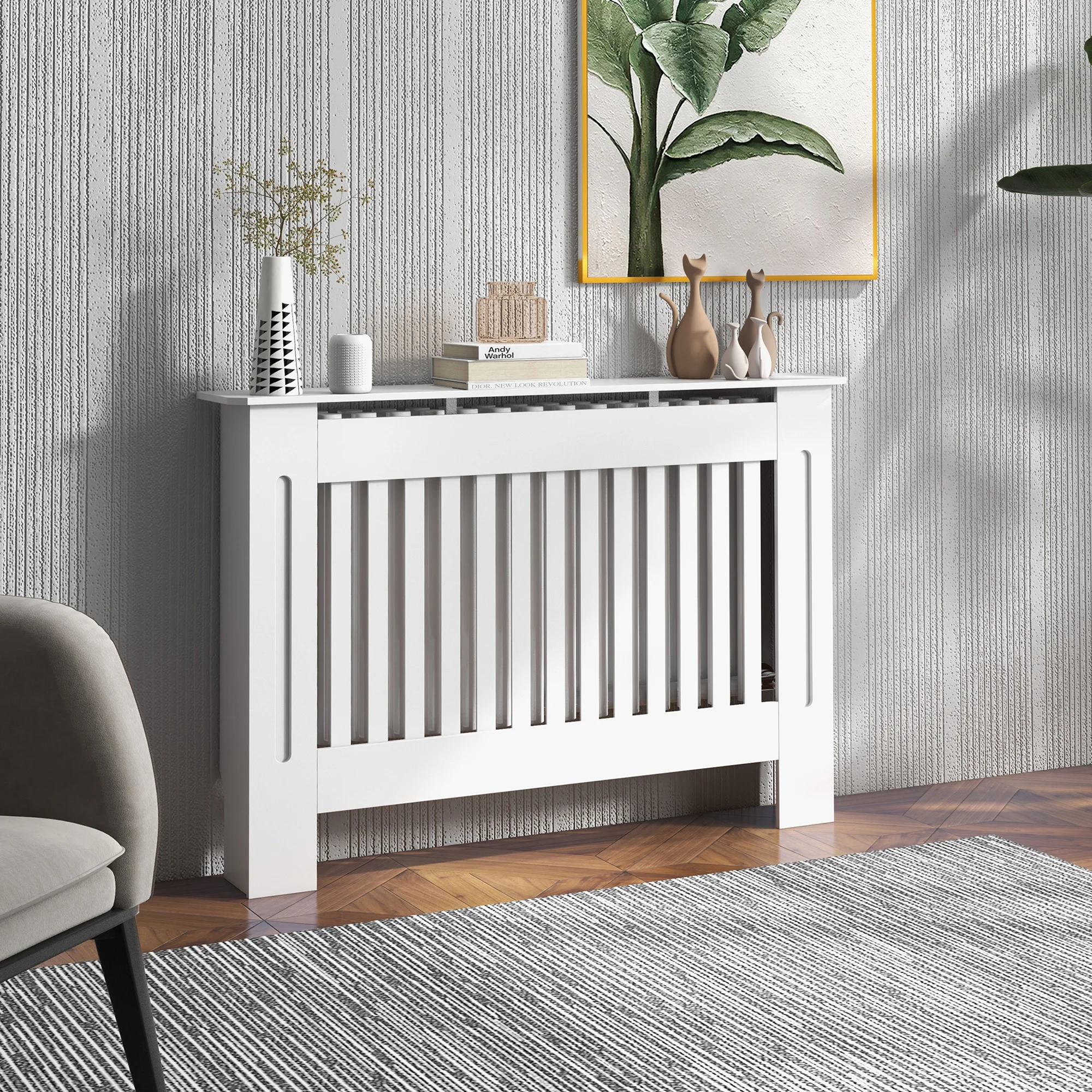 Homcom Kühlerabdeckung, Kühlerabdeckung für Kühler, modernes Design, MDF, 112 x 19 x 81 cm – Detail 2