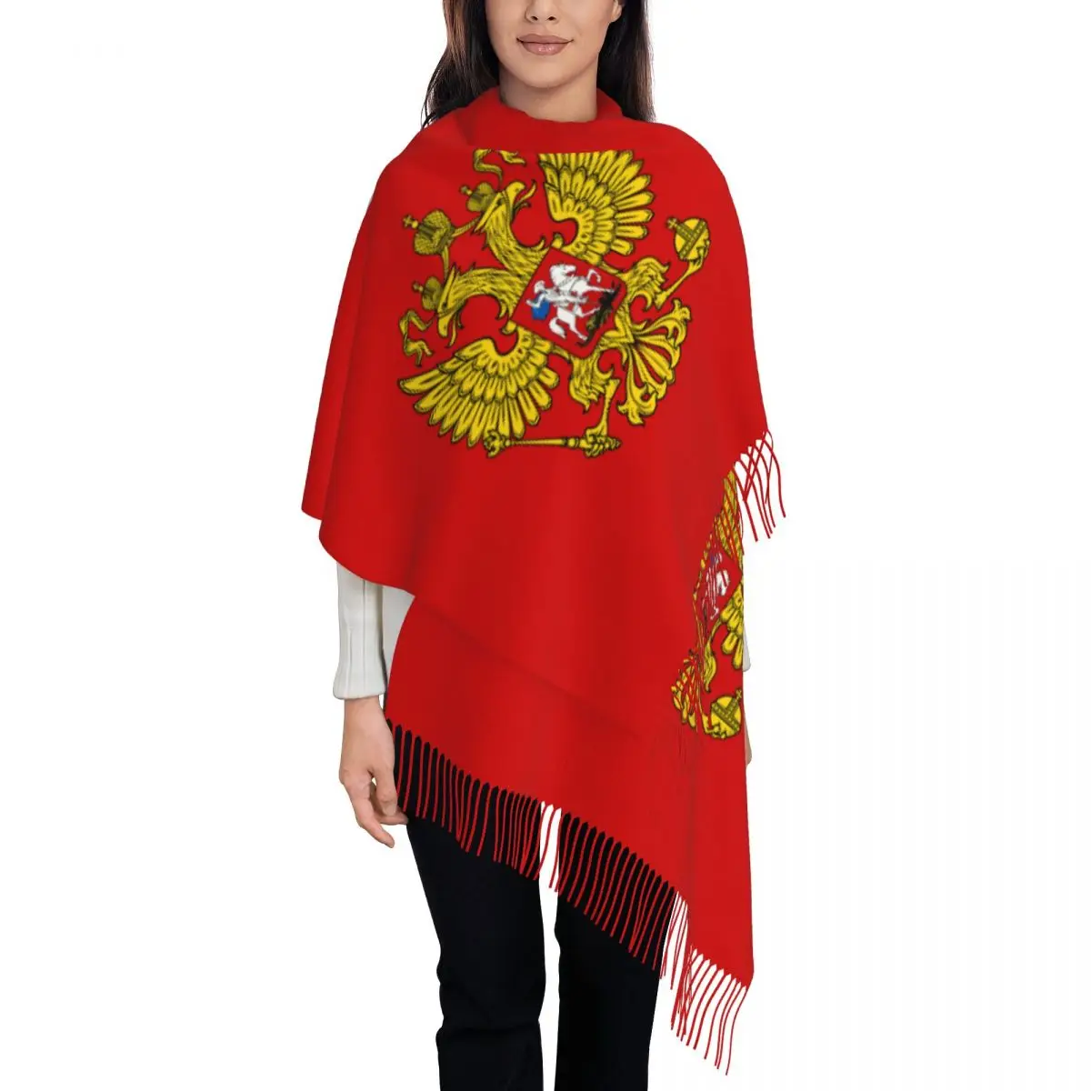 

Custom Print Coat Of Arms Of Russia Scarf Men Women Winter Warm Scarves Russian Patriotism Proud Shawl Wrap