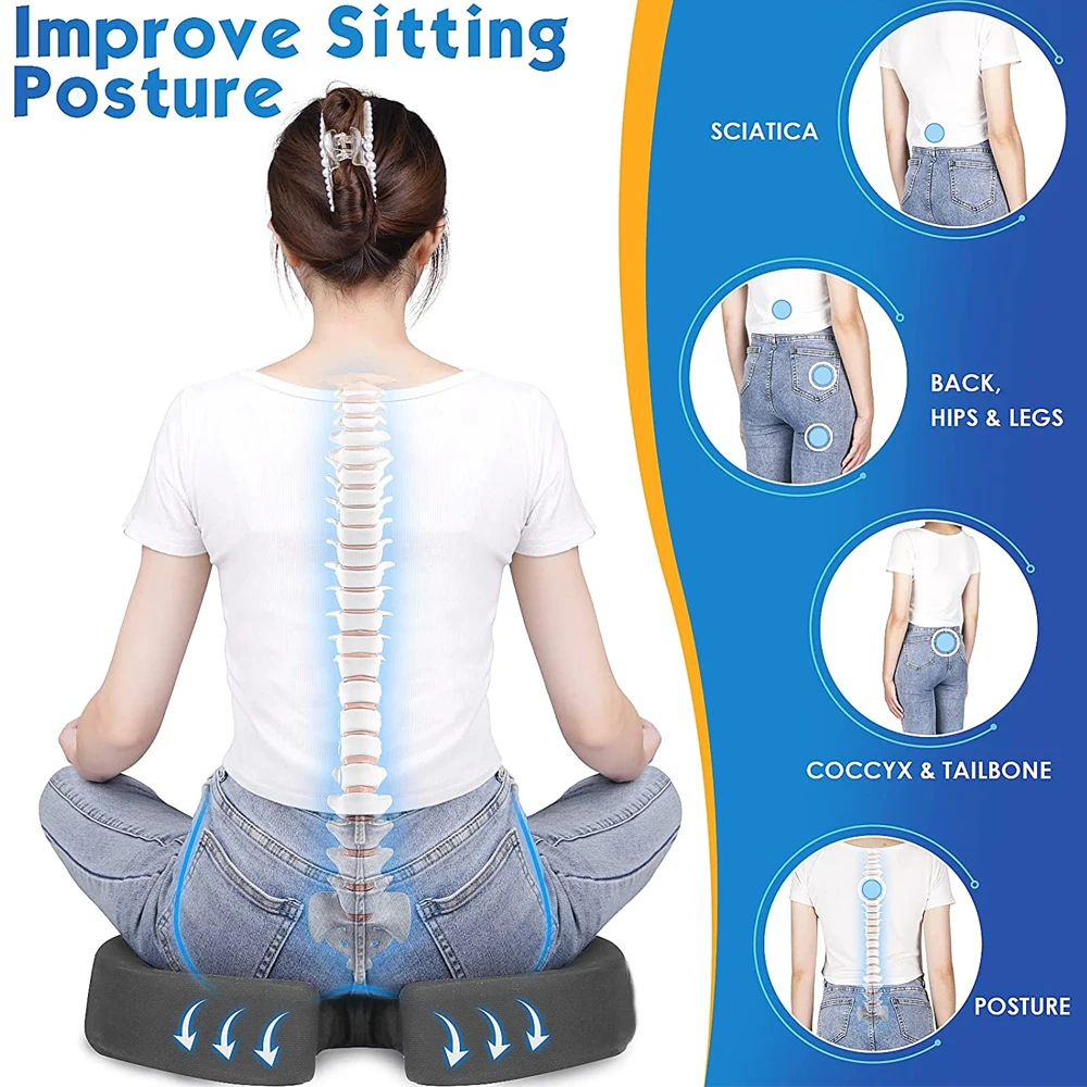 Office Chair Seat Cushion Pillow for Back,Sciatica Chair Cushion,Coccyx Cushion,Chair Support Cushion & Tailbone Pain Relief Pad