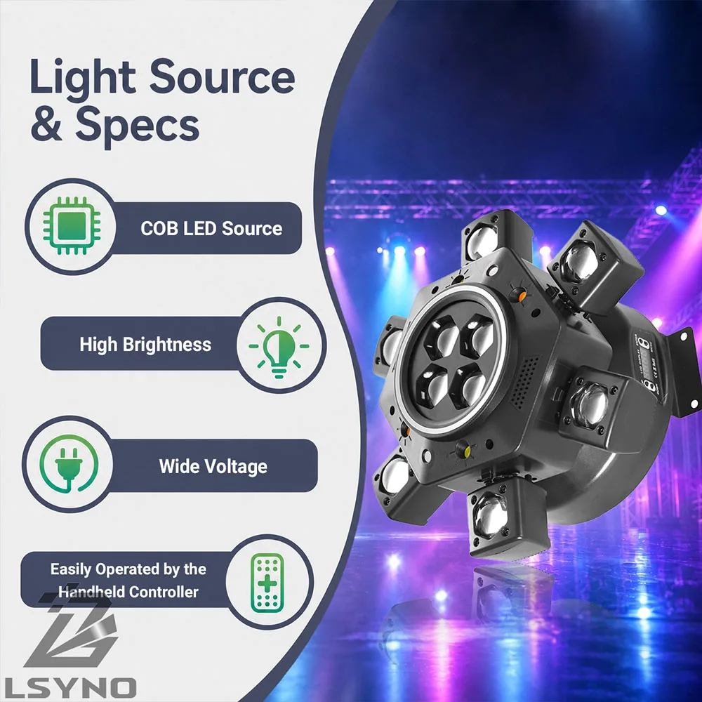 6-Arm Moving Head Stage Lights 150W Party Lights RGBW 4IN1 Mini Beam DJ Disco Strobe DMX512 For Wedding Club KTV Wedding