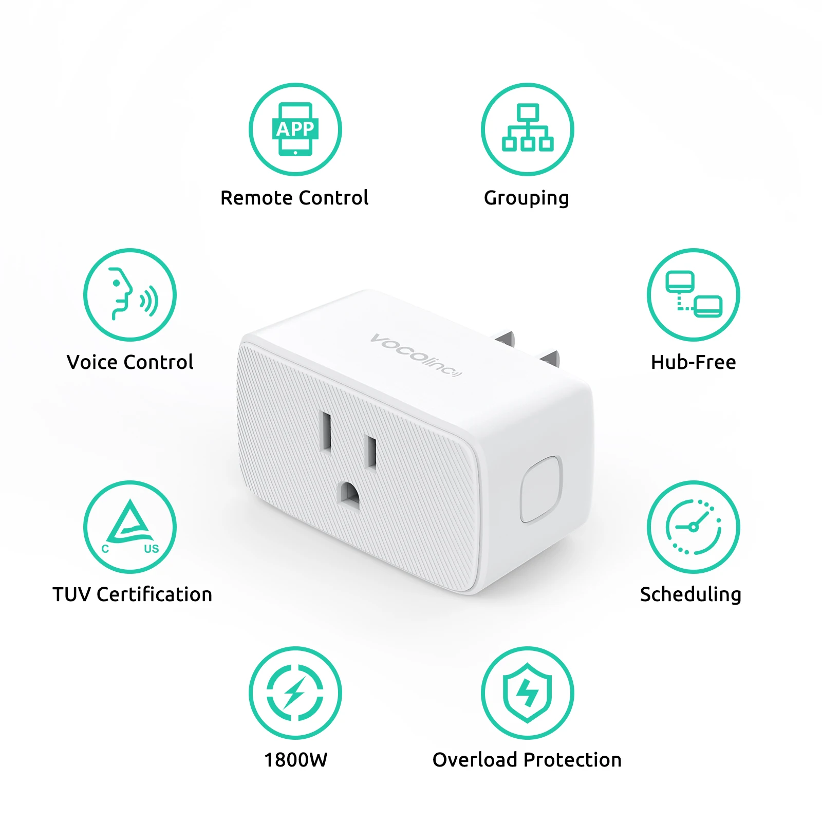 VOCOlinc Smart Socket US Plug Adapter Smart Life App Wireless Control Timing Power Monitoring Function Aleax OutletSmart USSmart