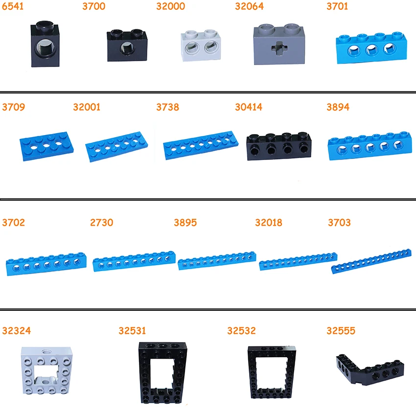 

Building Block Combination Long Studded Beam with Hole Thick Brick Technical MOC High-Tech Liftarm Thick Assembles Particles