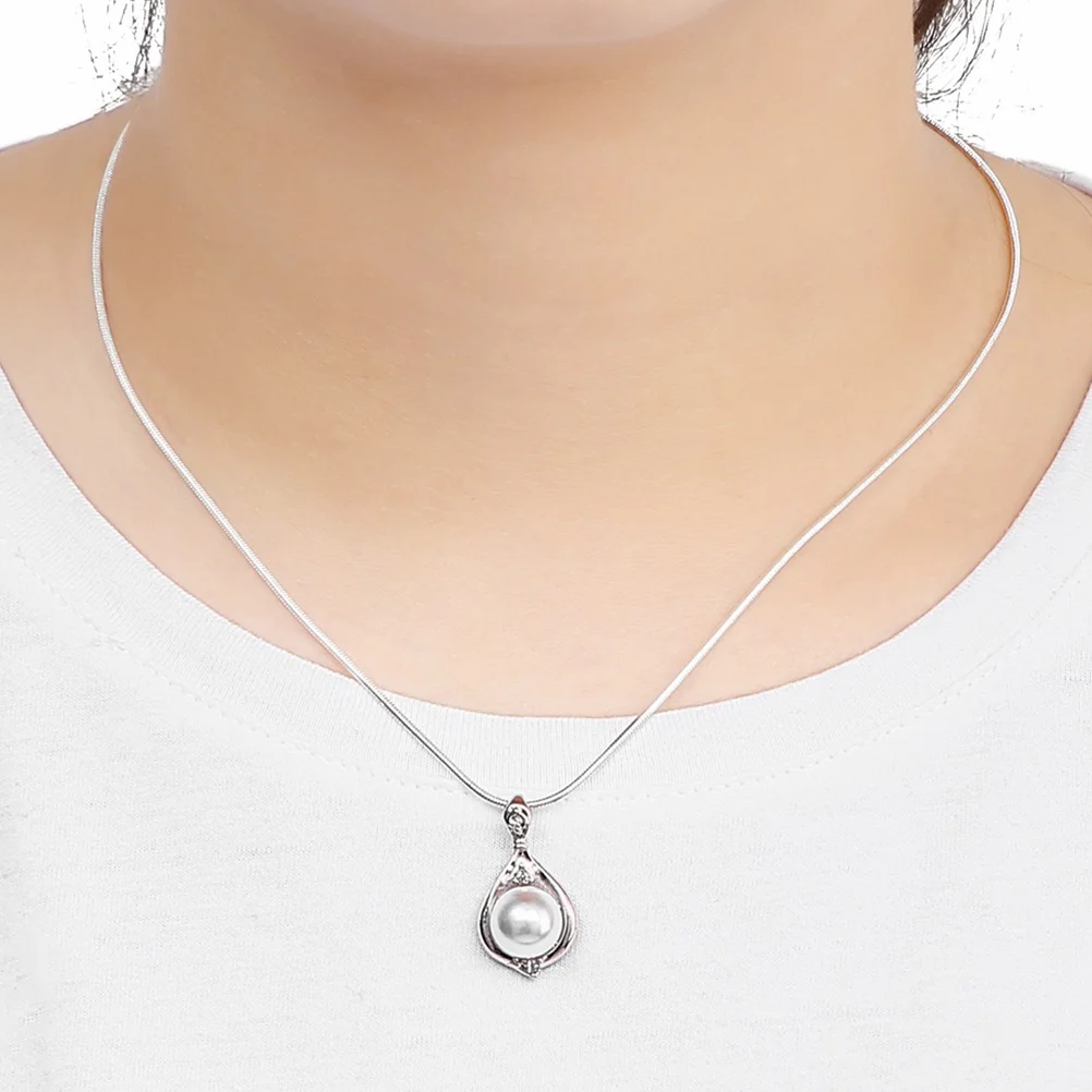 

1Pcs Fashionable Pearl Pendant Necklace Silver Tone Alloy Water Drop Charm Women's Daily Party Wedding Jewelry Gift Idea