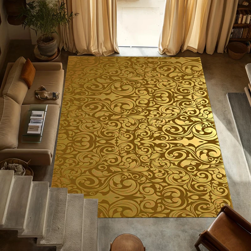 Vintage Europäischer Teppich mit Pflanzen- und Blumenmuster, Moderner Wohndekor-Teppich, Weiche Rutschfeste Bodenmatte für Wohnzimmer und Schlafzimmer