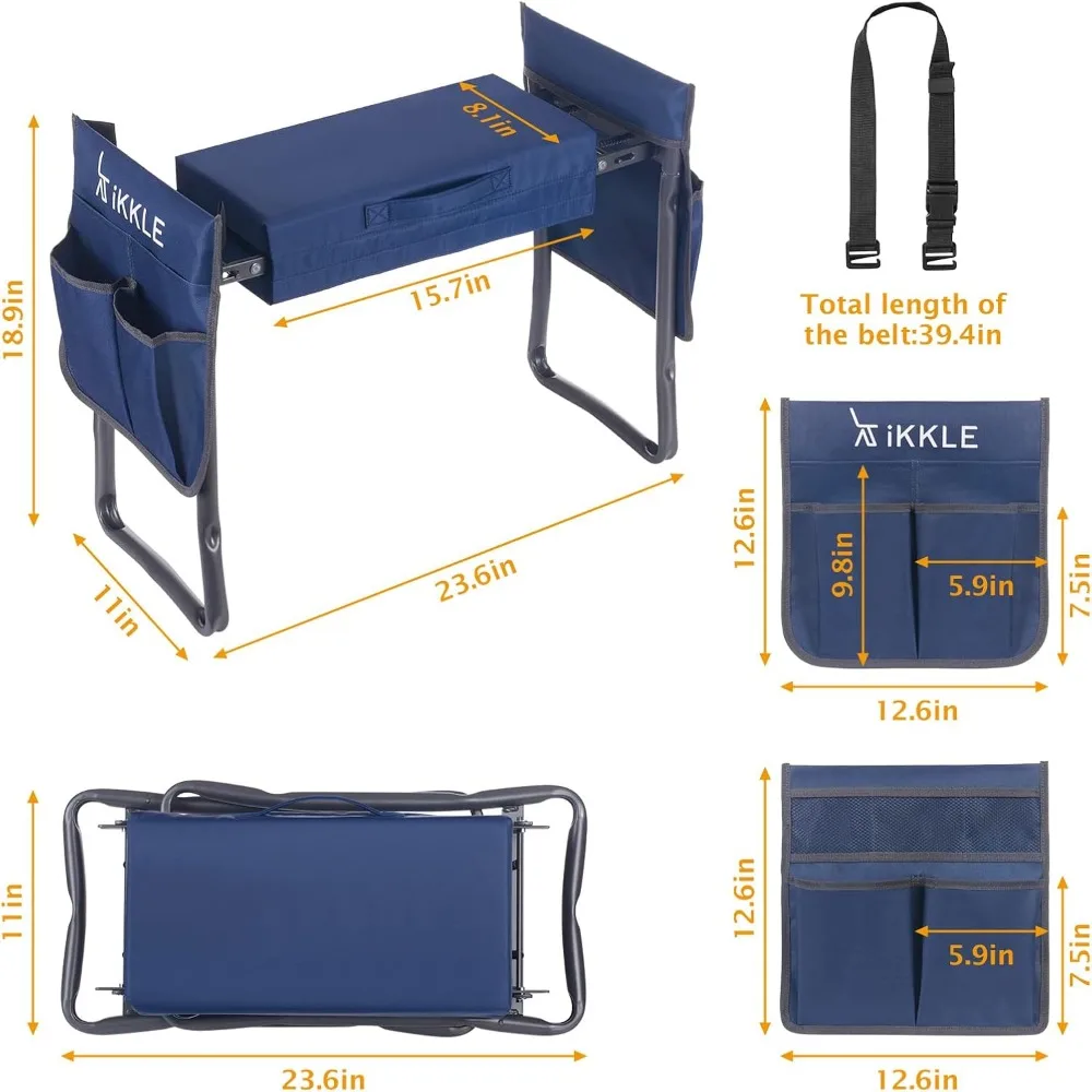 Garden Kneeler and Seat Heavy Duty, Upgraded Garden Bench with Thicker Wider Soft Detachable Kneeling Pad