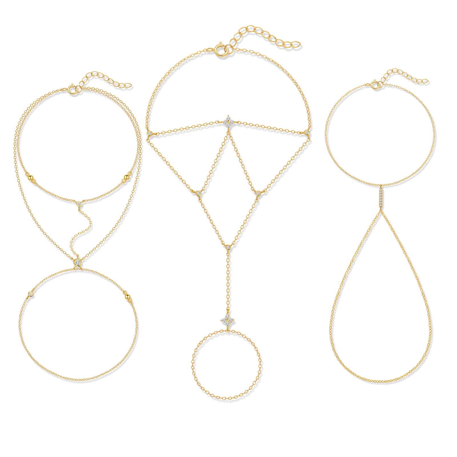 

Браслет-цепочка Aide S925 из стерлингового серебра с фианитами, новинка, изящное кольцо-цепочка на палец, ювелирные украшения для женщин