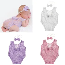 Newborn Photography Props Girls Photo Baby Costume Cute Lace Romper Knit Clothing Baby Photography Accessories