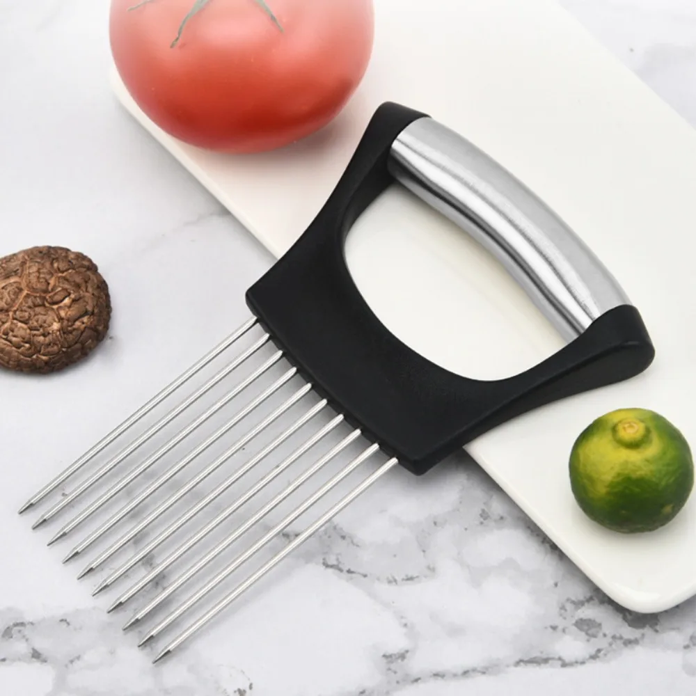 

304 stainless steel onion slicer, onion insertion kitchen tool, onion fork holder, tenderizer, meat loosening needle