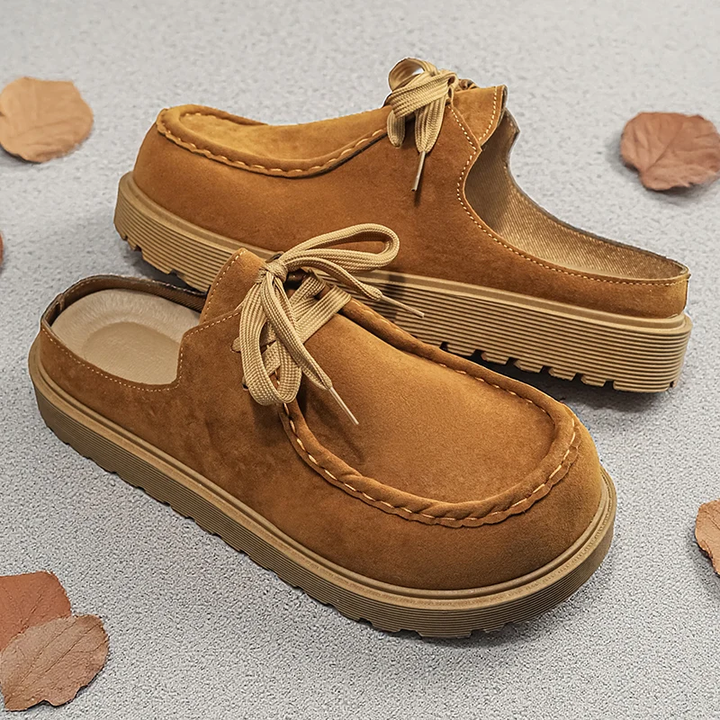 Nuevas Sandalias Casuales de Primavera/Verano, Zapatos Tipo Canguro para Hombre, Zapatos de Gamuza a la Moda, Sandalias Baotou con Suela Gruesa para Exteriores