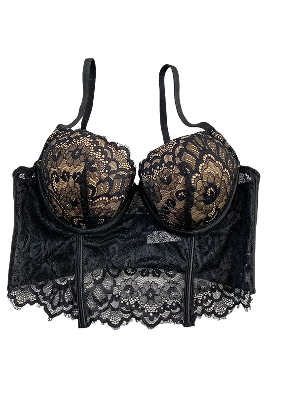 Seksowna, pikantna bluzka z koronkowym wykończeniem, europejski styl, damska kamizelka na jesień i zimę, miękka, z podparciem biustu, z wkładkami modelującymi biust, top.