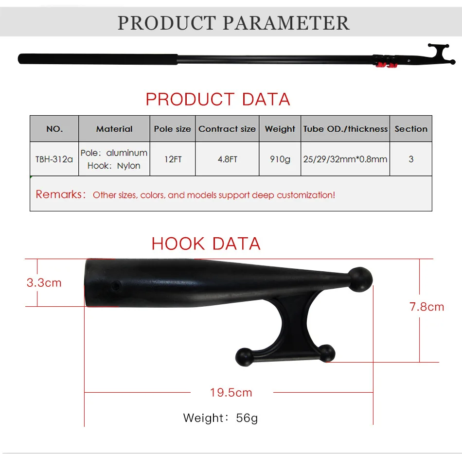 Aluminum alloy telescopic free positioning hook, telescopic rod with boat hook