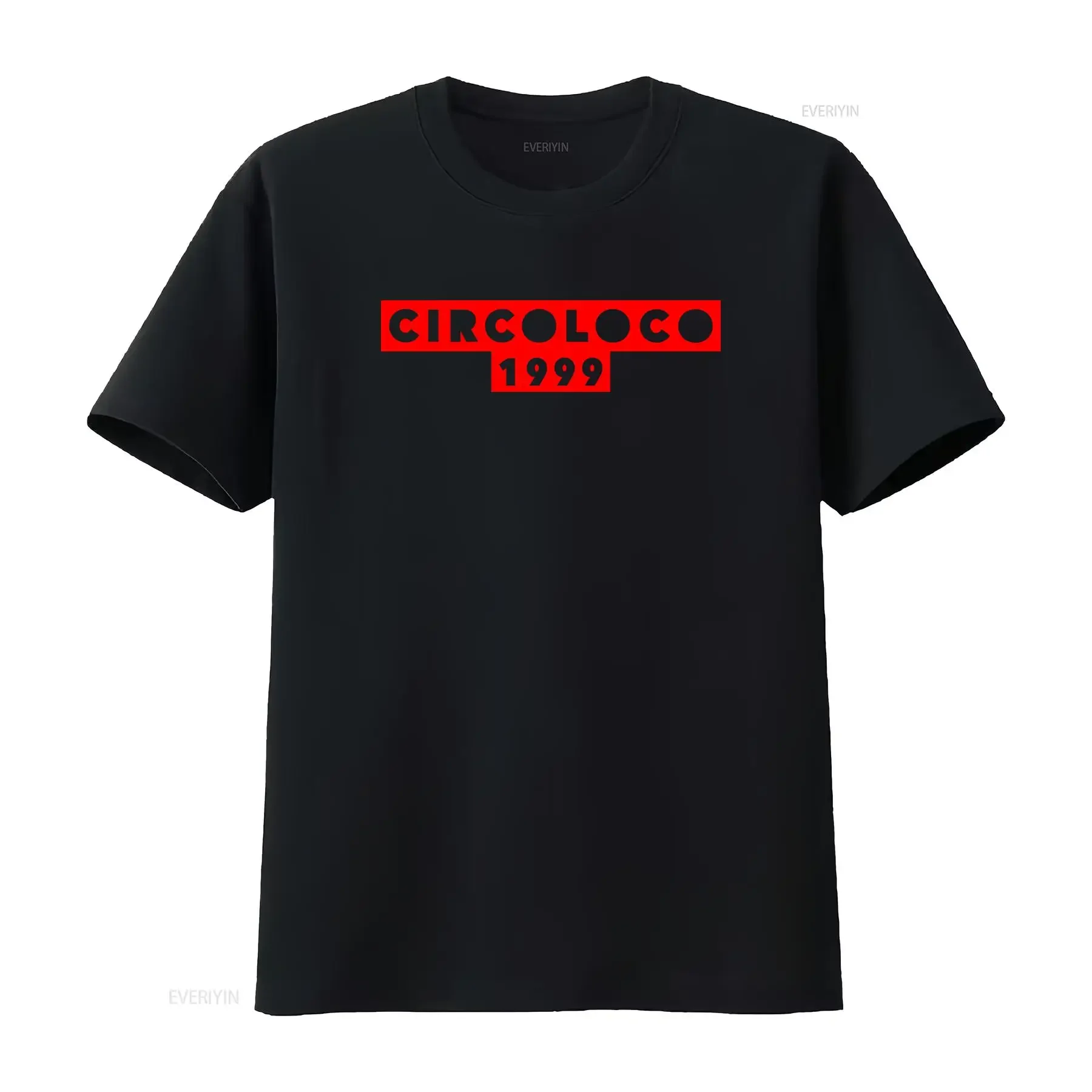 T-shirt da uomo Circoloco 1999 Ibiza Dc10 Vintage Pesante 100 Stile retrò anni '90 club Party nera con stampa rossa Lavabile