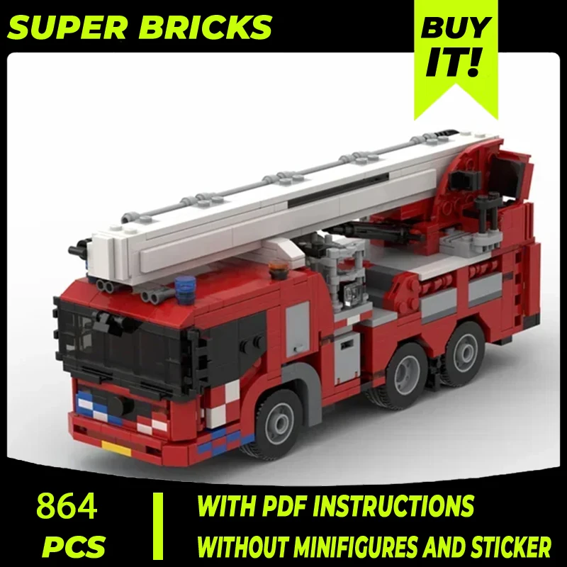 

Car Model Moc Building Bricks Dutch Fire Truck Aerial Platform Elevator Technology Blocks Gifts Christmas Toys DIY Sets Assembly