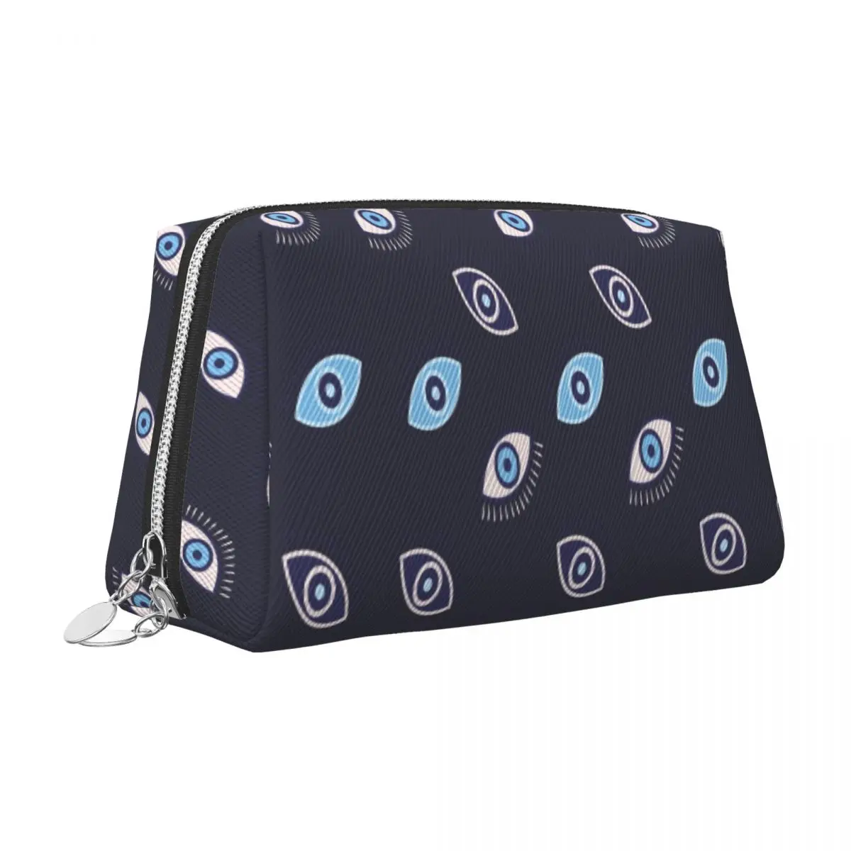 Evil Eye Makeup Bags Evil Eye Blue Nazar Amulet Pattern Boho Toiletry Cosmetic Bag Fashion Waterproof Makeup Organizer Case