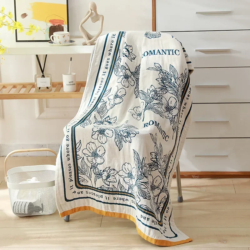 

Nordic 21 Styles New Bohemian Floral Printing Adult Soft Absorbent Cotton Gauze Beach Bath Towel Bathroom Accessories 80×160CM