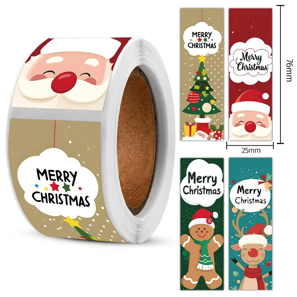 120pcs Christmas Stickers Roll Cute Santa Polar Bear Merry Christmas For Gift Wrapping Packaging Wholesale