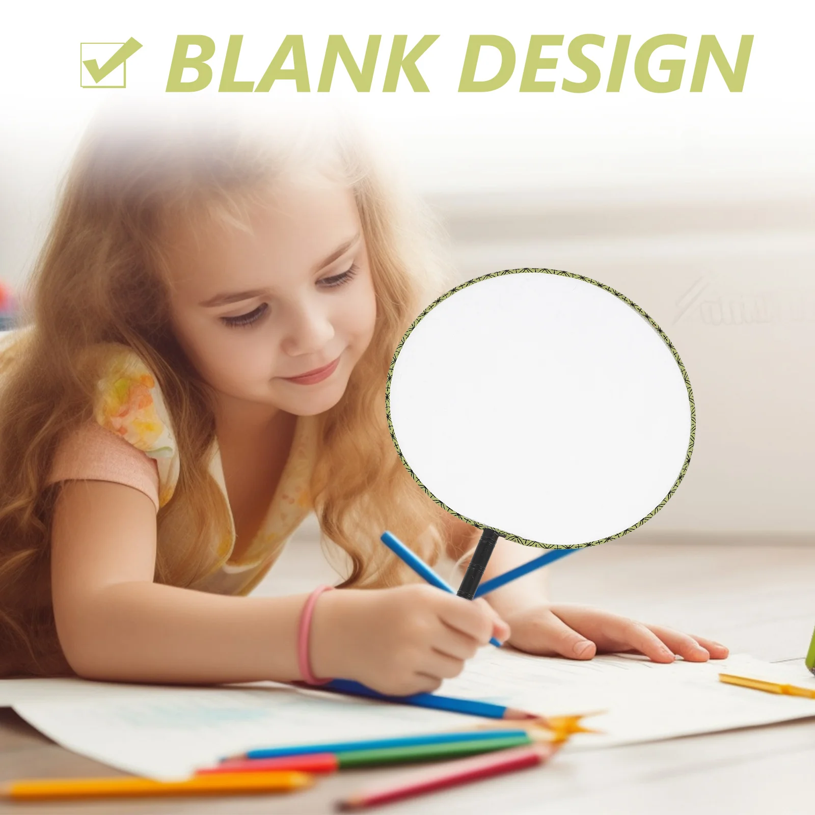 

10pcs Painting Fan White Round Handheld Silk Cloth Diy Blank Fan For Kids Children'S Drawing Art Craft Kindergarten School Party
