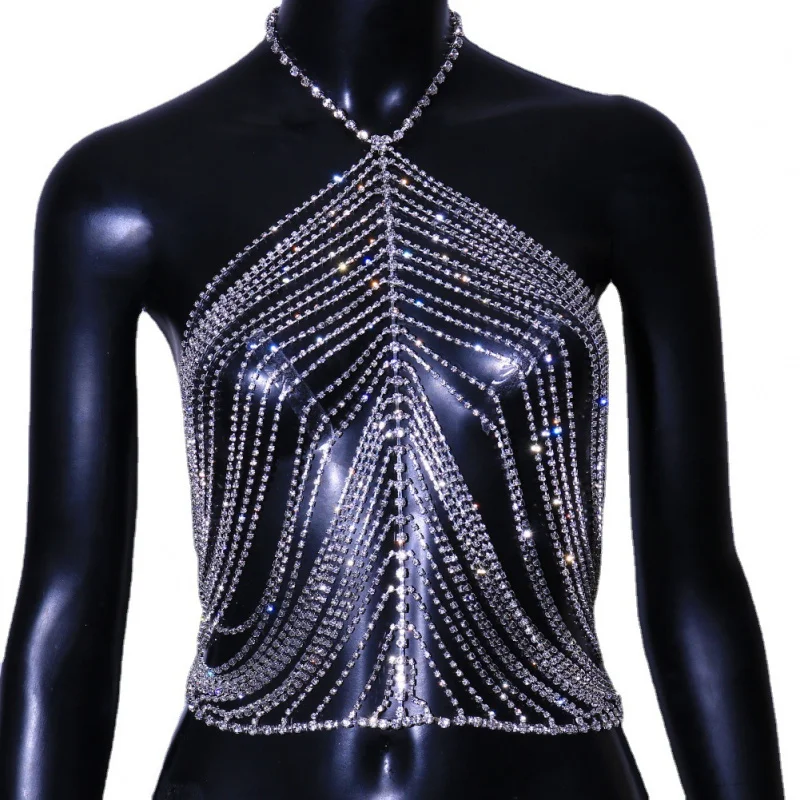 Cross-border New Accessories Shiny Bikini Multi-Layer Chest Chain Sexy Body Chain for Nightclubs in Europe and Americabody chain